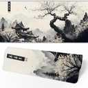 Japanese Mouse Pad, Large Japanese Desk Mat, XL Anime Gaming Keyboard Mat, Non-Slip Rubber Base, Big Extended Desk Protector for Home Office, 31.5x11.8 (Cherry Blossom)