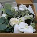 Ling's moment White Bridal Bouquet Cascading, White Wedding Bouquets for Bride, 13 Inch Ivory Bride Bouquets for Wedding Artificial Flowers Bouquets (Wht-natural Whites)