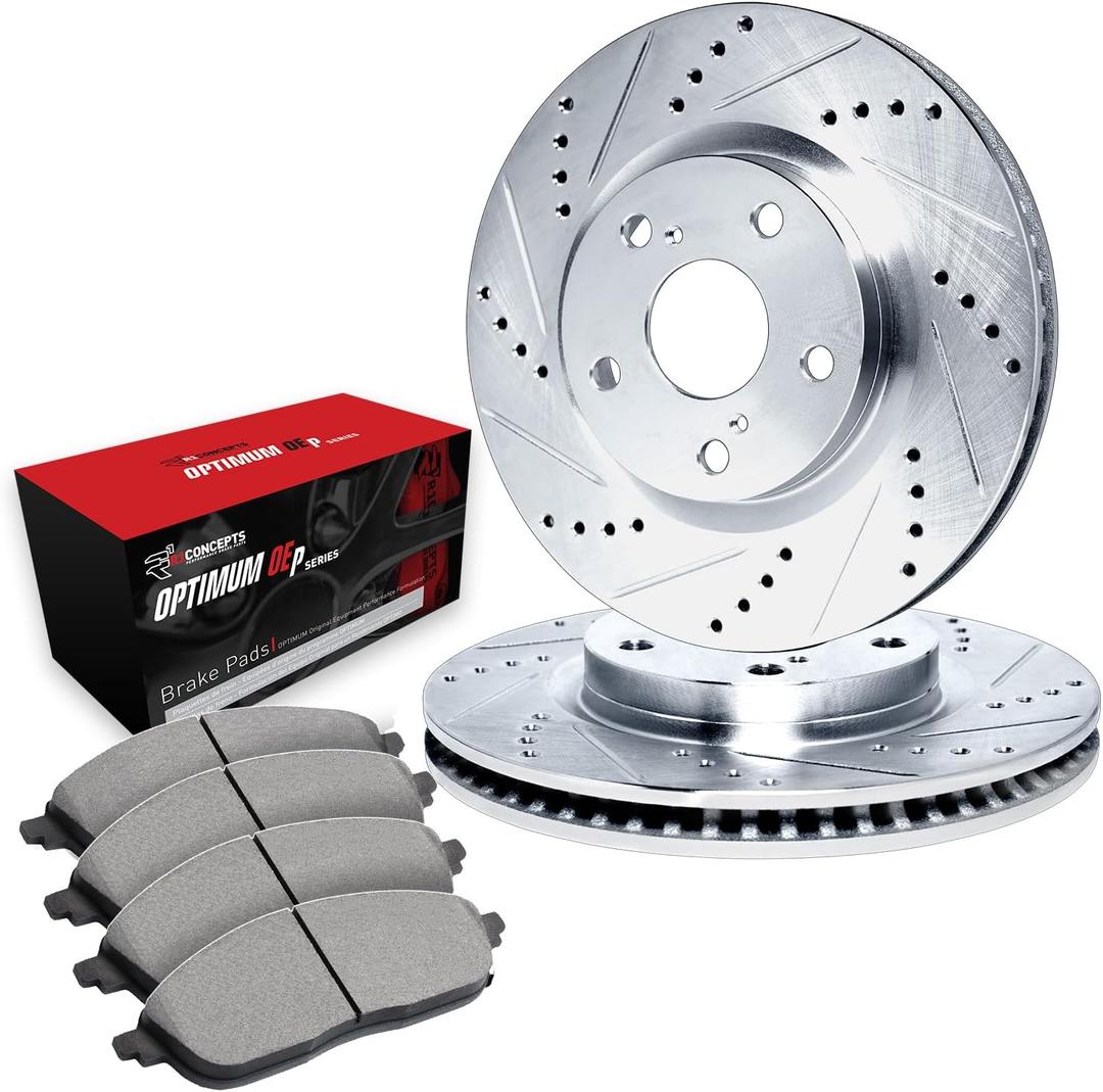 R1 Concepts Front Brakes and Rotors Kit |Front Brake Pads| Brake Rotors and Pads| Optimum OEp Brake Pads and Rotors|fits 1986-1988 Ford Bronco, F-150