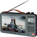 720P 7Inch Screen AM FM Movie Video Radio with Bluetooth Speaker, Rechargeable Digital Shortwave MP3 MP4 Player Radio, Support USB/Micro SD Card, Loud Speaker and Headphone Jack (NO TV)