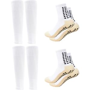 Men's Soccer Non Skid Ball Socks Anti Slip Grip Non Slip Socks, Shin Guard Sleeves, With Or Without Guard Straps for Football