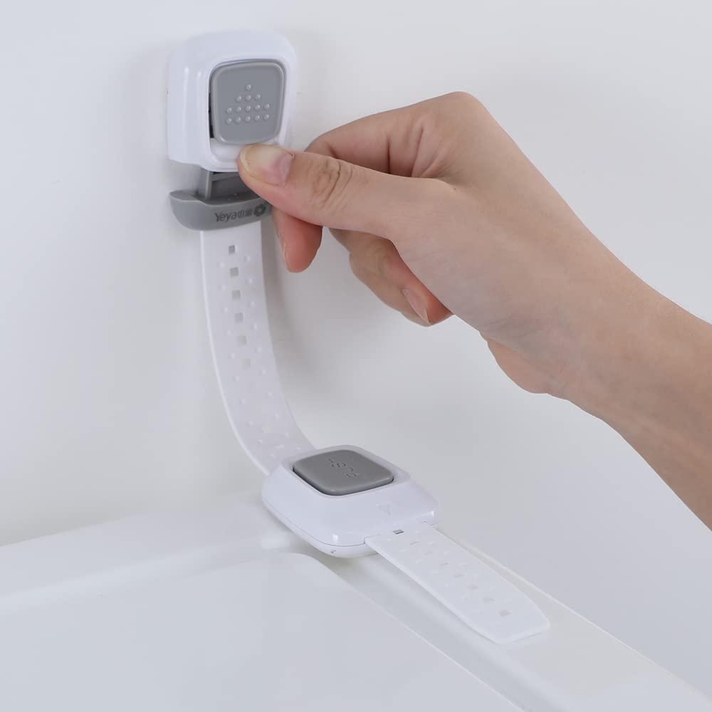 YEYA Upgraded No Drill Furniture Wall Anchor for Baby Proofing, Child Safety Cabinet Strap Locks 4 Pack White