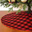 Sattiyrch Buffalo Plaid Christmas Tree Skirt 48 in,Red Black Buffalo Check Christmas Tree Skirt for Holiday Christmas Decorations (48in, Red and Black)