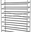 Amazon Basics 50-Pair Shoe Rack Organizer, Chrome, 35.8 x 14.6 x 59.5 inches