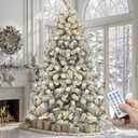 YITAHOME 6ft Prelit Snow Flocked Artificial Christmas Tree with Remote