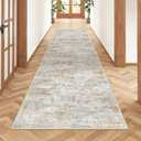 Rug Runners for Hallways Non Slip - 2x8 Runner Rug for Bedroom, Washable Runner with Rubber Backing, Soft Low-Pile Carpet for Kitchen, Laundry, Bathroom (2'x8', Grey/Rust)