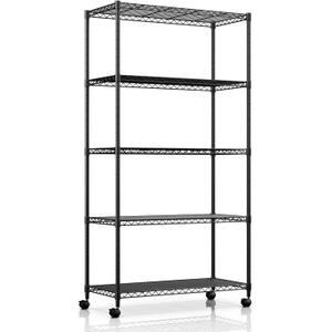 Simple Deluxe 5-Tier Heavy Duty Storage Shelving Unit, 1250 Lbs Loading Capacity, 29.92" W x 13.98" D x 61.02" H, Black