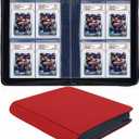 40 Pockets Graded Card Binder, Toploading PSA Slab Holder Album, PU Leather Graded Card Storage Binder, Premium 4 Pocket PSA Card Binder Album with Sleeves (Red)