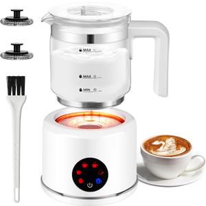 JXXM Electric Milk Frother, 6 in 1 Milk Steamer,17oz Automatic Warm and Cold Foam Maker for Coffee,Latte, Cappuccino, Macchiato, Hot Chocolate (White)