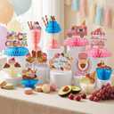 12 PCS Ice Cream Party Decorations Ice Cream Honeycomb Centerpiece Ice Cream Birthday Party Decorations Table Centerpieces for Sweet One Baby Shower Birthday Themed Parties