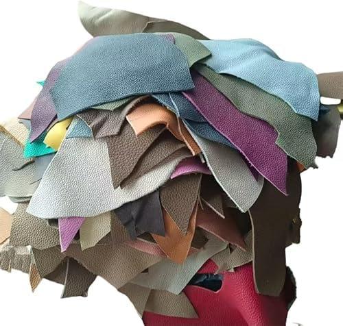 Leather Scraps, 0.8-1.4mm (2-3.5oz) Thick Genuine Cowhide Scraps, Leather Scrap for Tools/Crafts/DIY, Mixed Colors,Leather for Crafting(Thin,500 Grams)