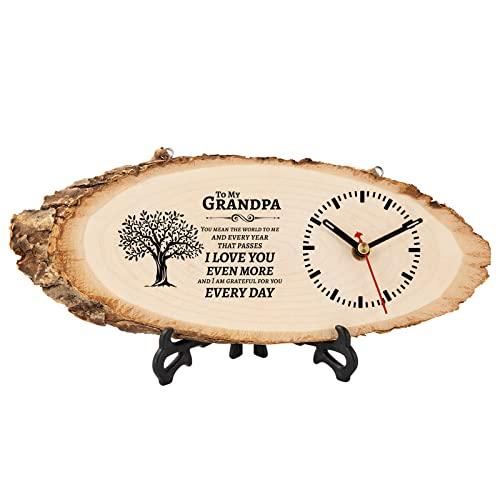 BeauGift Grandpa Gifts, Wooden Clock Birthday Gifts for Granddad from Grandkid Grandson Best Grandfather Ever Gifts to My Gramps Pops Opa Granddaddy