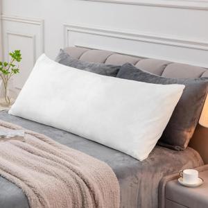 BEDELITE Body Pillow Cover with Zipper Closure, Super Soft and Cozy Fuzzy Fleece Pillowcase 20 x 54 Inches, Luxury Fluffy Plush Long Body Pillow Pillowcase for All Seasons(Bright White)