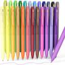 Four Candies Quick Dry Ink Colored Pens Set, 24 Colors Retractable Gel Pen, 0.7mm Fine Point Colorful Pens for Note Taking & Drawing, Colored Gel Pens with Comfort Grip for Office, School & Home