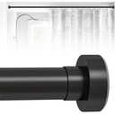 HTZON Black Shower Curtain Rod 18 to 49Inch:Small Spring Tension Shower Rods for Bathroom Kitchen Doorway,Modern Heavy Duty Adjustable Tension Shower Curtain Rod No Drilling NoSlip Easy Install,Black