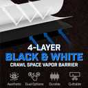 Crawl Space Vapor Barrier, 10mil Vapor Barrier Plastic, 10'x50', Drop Cloth Covering for Crawlspace Encapsulation, Thick Plastic Sheeting, Black and White Panda Film