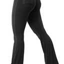 YEOREO CoreFlex Women Workout Mini Flare Leggings with Pockets Hidden Scrunch Cargo Gym Casual Denim-Look Yoga Pants (Medium, Black)