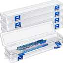 8 Pcs Translucent Plastic Paint Brush Holders Paint Brush Case Organizers Drawing Tools Storage Box Long Paint Brush Case Watercolor Pen Pencil Container Buckle Design for Artist 13 x 2.7 x 1.4 Inches