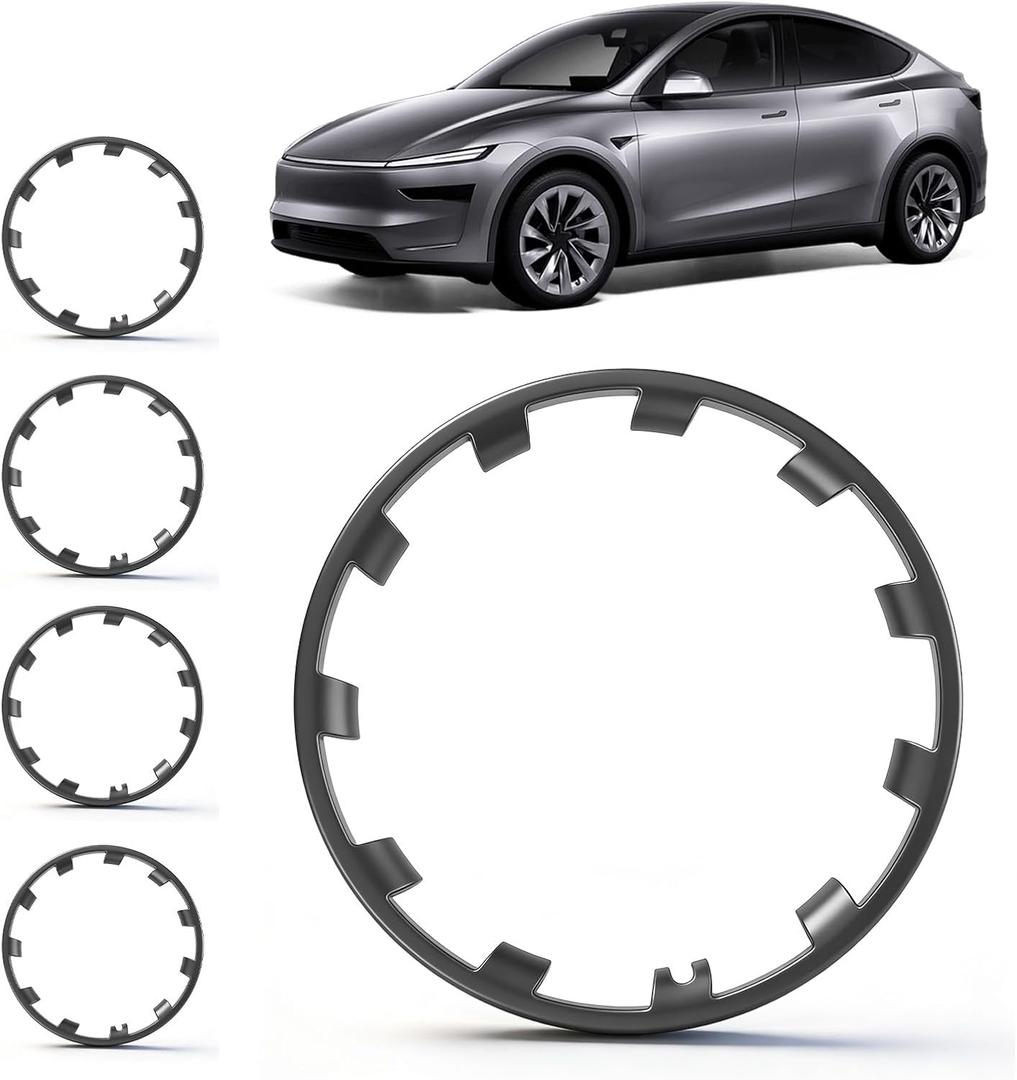 4+1 Spare Set Wheel Rim Protector Hubcaps Fit for Tesla Model Y 21 Inch,Hubcaps Uberturbine Wheels Rim Cover Tire Trim Rings 5PCS Model Y AccessoriesGunmetal Gray