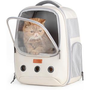 Lollimeow Pet Carrier Backpack, Bubble Backpack Carrier, Cats and Puppies,Airline-Approved, Designed for Travel, Hiking, Walking & Outdoor Use (Beige)