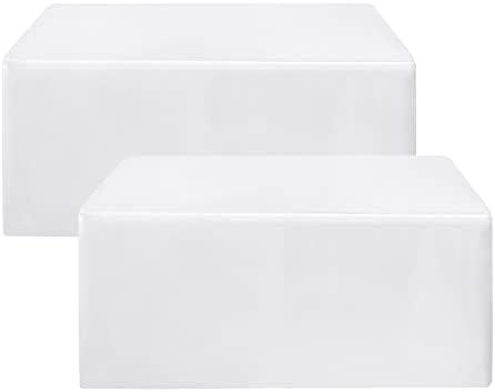 HolidayIdeas Fitted White Tableclothes - 72 x 30 Inch - 2 Pack Rectangle Table Covers for 6 Foot Tables, Polyester Fabric Tablecloths for Christmas, Parties, Wedding, Trade Show