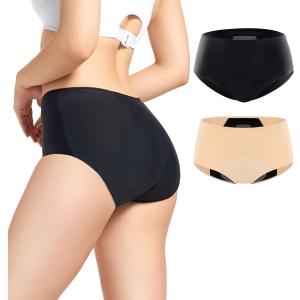 Incontinence Underwear for Women 150ml High Absorbent Leak Proof Underwear for Women Washable Women's Incontinence Panties for Incontinence Postpartum Bladder Leak 2 Pack Black/Beige L