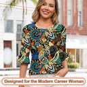 Blingfit Womens Tops 3/4 Length Sleeve Dressy Casual Shirts Bell Sleeve Front Pleated Fasion Trendy Summer Blouses 2026 (M)