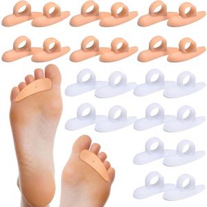 Nuanchu 12 Pairs Hammer Toe Pad Hammerhead Toe Straightener and Corrector Support Crest Cushion Spacers Separators Gel for Women Men Pain Relief Reduces Pressure(Peach puff, White)