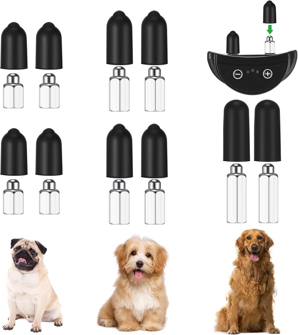 Zhengmy 24 Pcs Dog Shock Collar Rubber Tips, Dog Training Prong Collar Cover Replacement, Column Conductive, Rubber Sleeve Silicone Covers Female Contact Points for Pet Stop Barking (13mm/16mm/20mm)