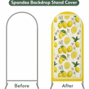 Arch Backdrop Cover 219x122cm Floral Lemon Arch Backdrop Stretch Fabric Yellow Summer Fruit Photo Background Arch Covers for Wedding Party Birthday Ceremony Banquet Decorations Balloon Arches