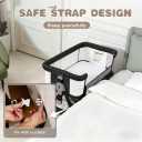 Baby Bassinets Bedside Sleeper with Wheels and Mattress, Cosleeping Baby Bed with Storage, Co-Sleeper Bassinet Attach to Bed, Bed Side Crib with Breathable Mesh, Height Adjustable (Black), 35.4‘’L*21.7''W*28''-32.7''H