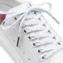 YFINE Sneakers Flat Shoe Laces: Athletic Shoelaces With Metal Tips - 2 Pair (47 inch (120CM), White Silver + Silver Tips)