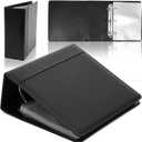 Playbill Binder - 10 x 9.5 in, 4-Inch Spine, 3-Ring, Black Leatherette Cover - Folder with 30 Plastic Sleeves - 2 Pockets Per Sleeve