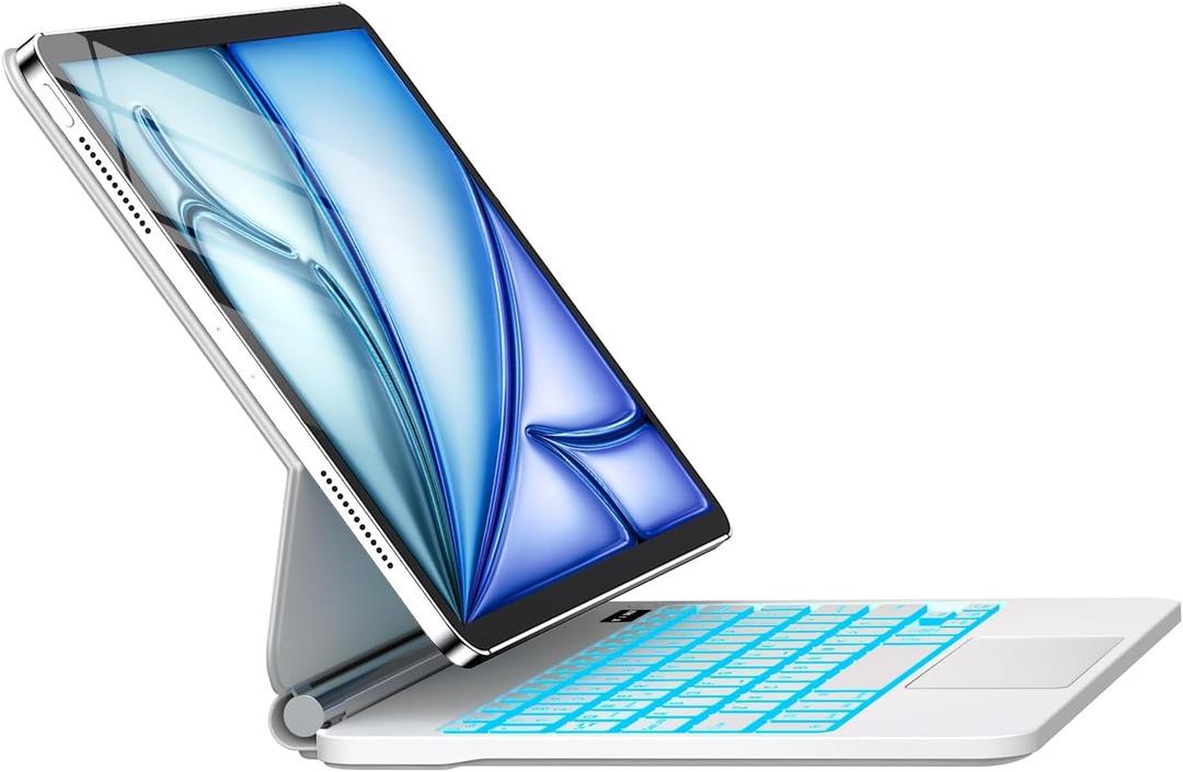 for iPad Air 11 inch Case with Keyboard (M3/M2, 2025/2024), iPad Pro 11 (4th/3rd/2nd/1st Gen) & Air 5/4th,Magic-Style Magnetic  Floating Cantilever Stand - Multi-Touch Trackpad (White)