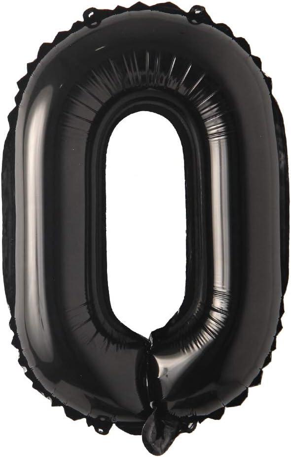 16" inch Single Black Alphabet Letter number Balloons Aluminum Hanging Foil Film Balloon Wedding Birthday party decoration banner Air Mylar Balloons (16 inch Black 0)