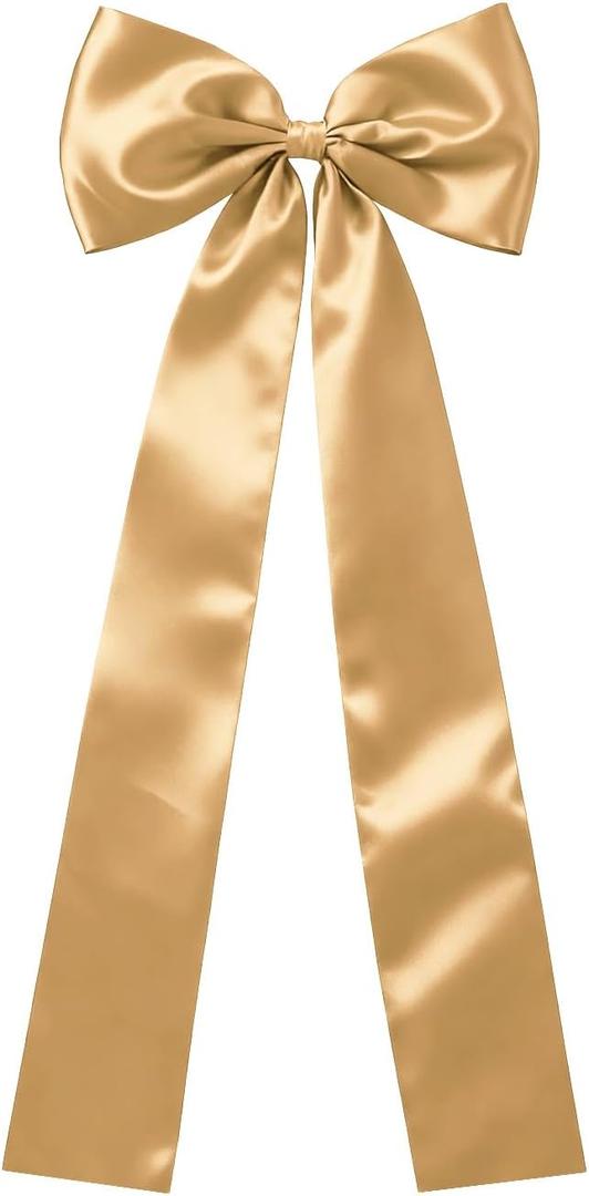 Garvee Satin Christmas Tree Topper Bow(23.62 x 62.99inches) with Christmas Bow Tree Top Decoration, Holiday Tree Bow, Large Satin Bow, Christmas Decor, Festive Tree Bow(1pcs Gold)