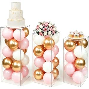 3PCS Acrylic Square Pedestal Stand for Party, Clear Cake Pedestal Stand
31.5/27.6/23.6IN Plinth Pillars for Wedding,Birthday,Gallery Sculpture Display,Retail Store Exhibition,Collectibles Display