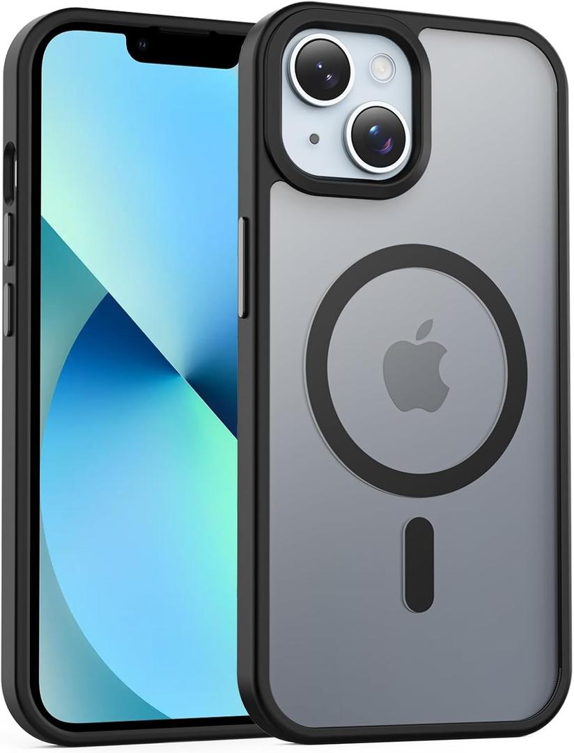 Temdan for iPhone 13 Case [Compatible with MagSafe] [Military-Grade Drop Protection] [Anti-Fingerprint] [Anti-Scratch] Slim Silky-Soft Touch Translucent Matte Case 6.1 inch, Black
