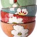 Ceramic Soup Bowls for Kitchen, 28oz Flower Bowls Set of 4, Suitable for Breakfast, Lunch, Dinner, Ideal for Ramen, Cereal, Pasta, Grains, Salads, Gifts, Kitchen Decoration