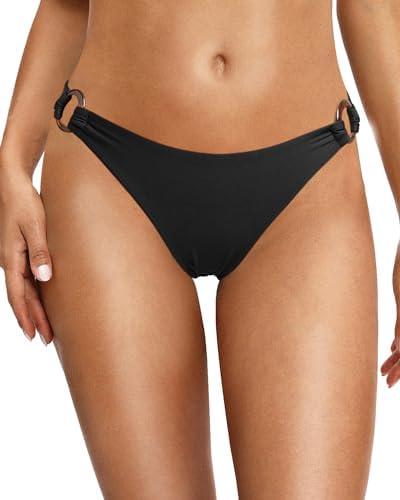 Zmart Women O Ring Bikini Bottoms Full Coverage Swimsuit Bottom Low Waist Low Rise Bathing Suit M