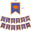 2 x Blue Graduation Orange Party Decoration Class Banner Hanging Pom Poms Flowers High School College Grad Supplies