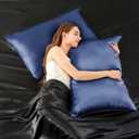 INFIIXSO Mulberry Silk Pillowcase for Hair and Skin, Silk Pillow Cases Queen Size with Hidden Zipper 20x30 Inches, Extraordinary Smooth and Soft Cooling Pillow Cases for Hot Sleepers(Navy, 1 Pack)