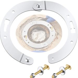 2 Piece Toilet Flange Repair Kit, Toilet Flange Repair Ring with 1/4" x 2-1/4" Closet Bolts, Stainless Steel Split Ring for Cast Iron, PVC or ABS(1 Pack)