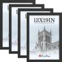 13x19 Picture Frame 4 Pack, Black Solid Wood, Wall Gallery Poster Frame