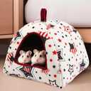 PETKNOWS 2 Pack Guinea Pig Bed, Guinea Pig Hideout Washable Small Animal House Cage Accessories for Dwarf Rabbits Chinchillas Hamsters (7.8 In, Red, Blue and White)