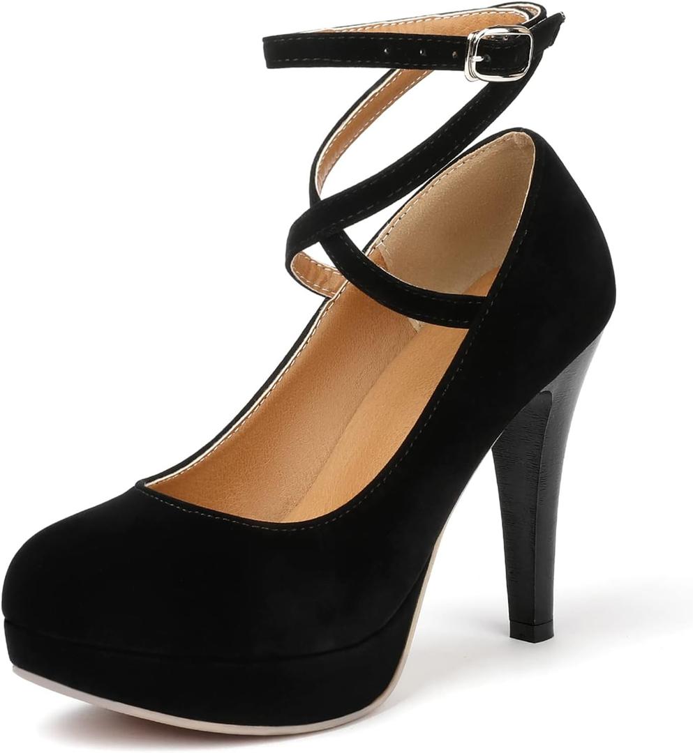 Mostrin Fashion Vintage Womens Small Bowtie Platform Pumps Ladies Sexy High Heeled Shoes (Size 7, Black, 22202)
