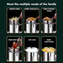 304 Stainless Steel Deep Fryer Pot with Basket, Stove Top Deep Fryer with Easy Grip Handle, Large Capacity Multifunctional Oil Strainer Pot For Frying Fish Shrimp Fries Chicken(Silver)