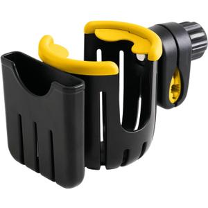 Universal Cup Holder  Stroller Cup and Phone Holder with Attachment for Bike, Walker, Wheelchair & Scooter - Essential Stroller, Walker and Wheelchair Accessories (Black-Yellow)