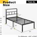 DiaOutro 16 Inch Twin XL Bed Frame with Headboard No Box Spring Needed Metal Platform Heavy Duty Steel Slat Mattress Foundation/Easy Assembly/No Noise/Black