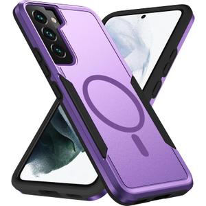 for Samsung Galaxy S22 Case,[Compatible with Magsafe] [Military Grade Drop Tested] Dual Layer Shockproof Magnetic Tough Rugged Protective Phone Case -6.1 inch (Purple)